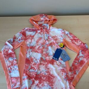 Huk Coral & White Camo Sun Hoodie XS